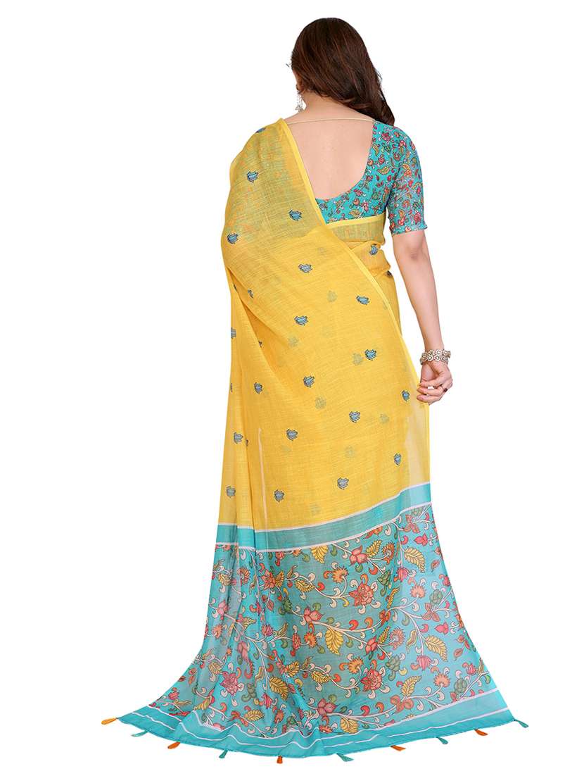 women printed casual wear saree with blouse - 22384879 -  Standard Image - 3