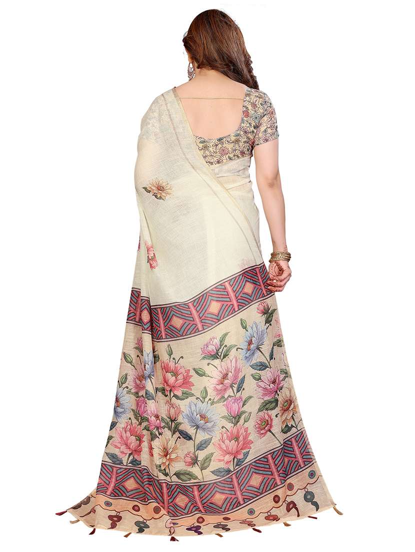 women printed casual wear saree with blouse - 22384880 -  Standard Image - 3