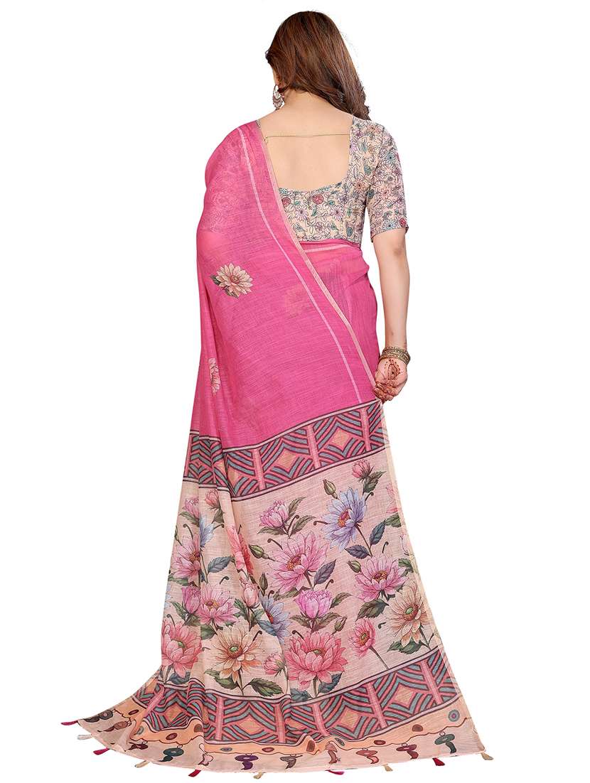 women printed casual wear saree with blouse - 22384882 -  Standard Image - 3