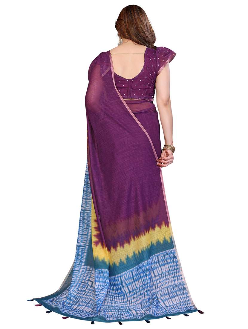 women printed casual wear saree with blouse - 22384886 -  Standard Image - 3
