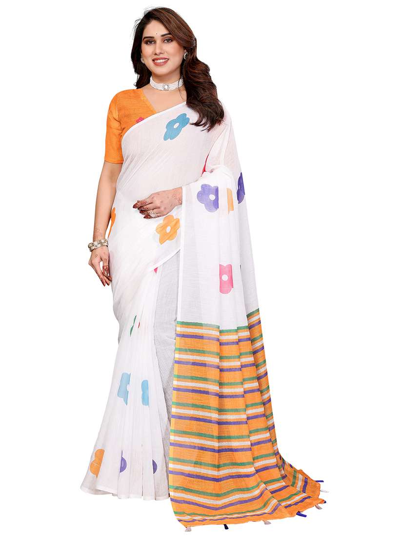 women printed casual wear saree with blouse
