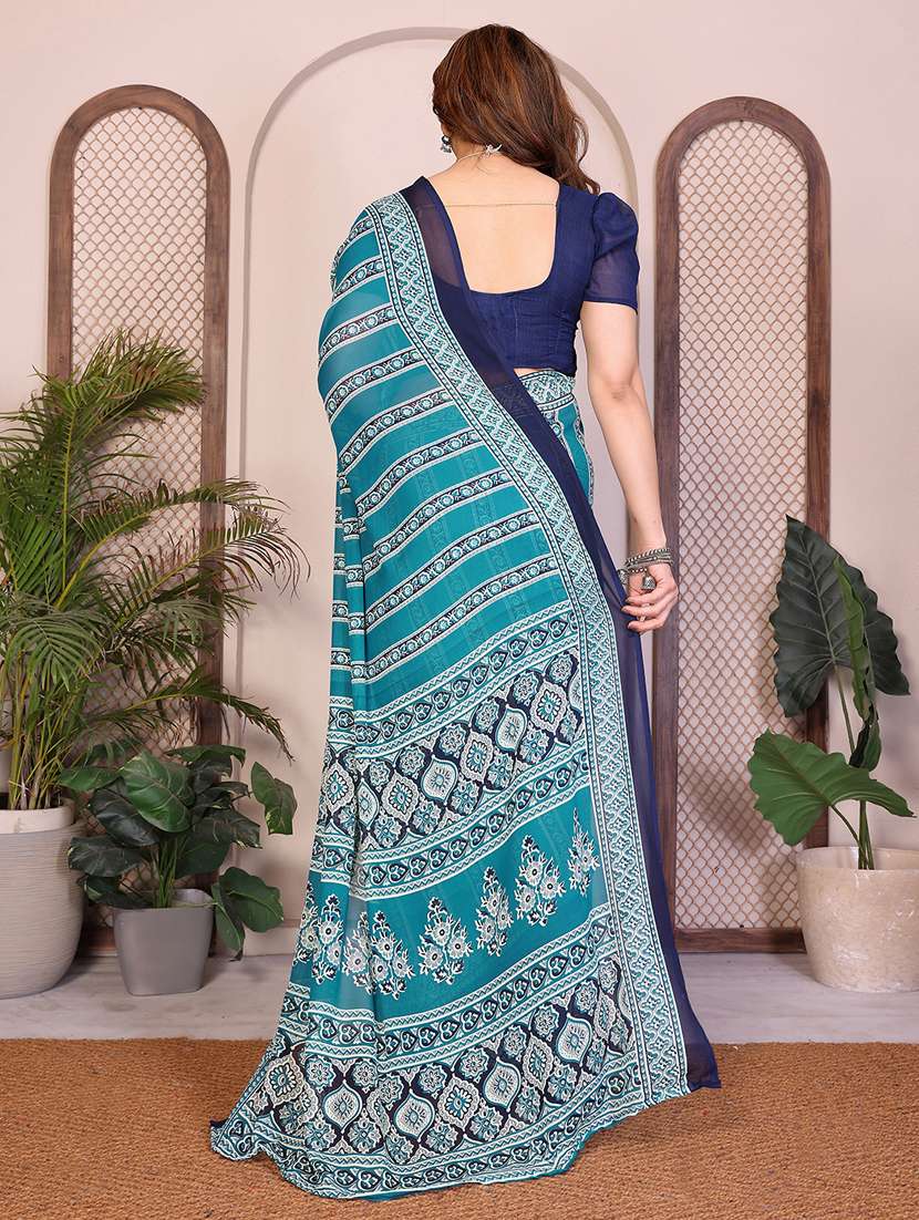 women printed casual wear saree with blouse - 22384910 -  Standard Image - 3