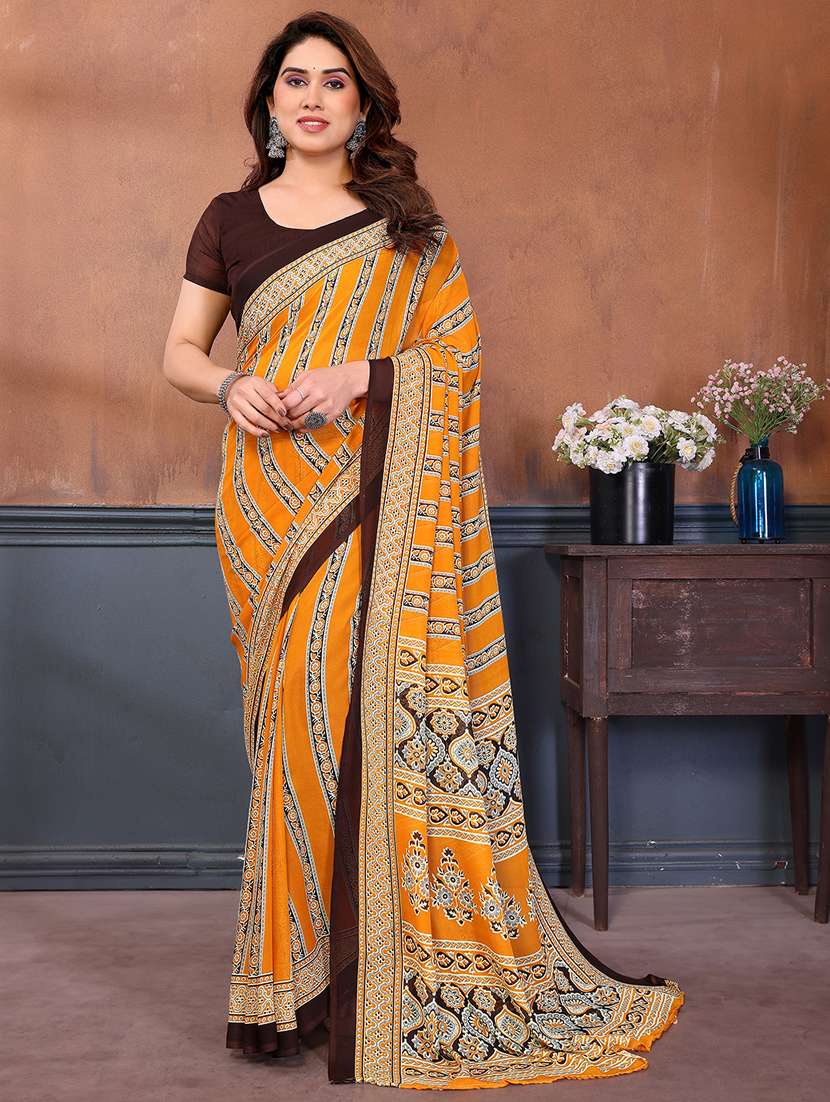 women printed casual wear saree with blouse