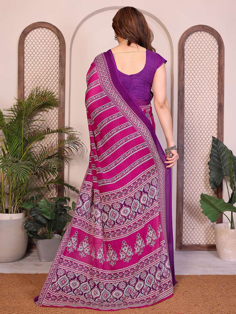 women printed casual wear saree with blouse - 22384912 -  Standard Image - 3