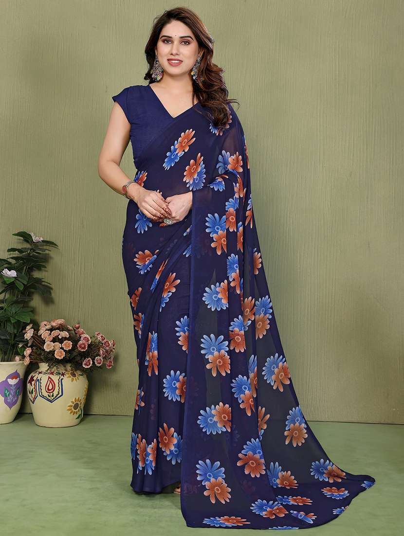 women printed casual wear saree with blouse