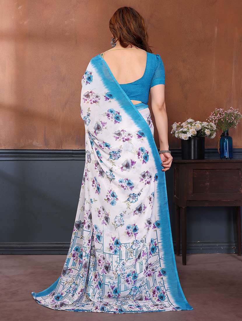 women printed casual wear saree with blouse - 22384936 -  Standard Image - 3