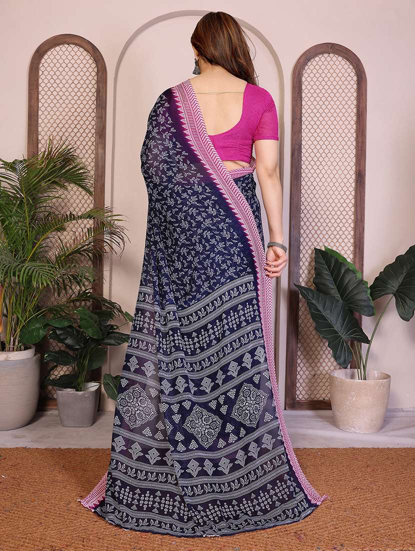women printed casual wear saree with blouse - 22384952 -  Standard Image - 3