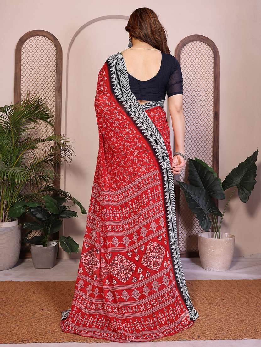 women printed casual wear saree with blouse - 22384953 -  Standard Image - 3