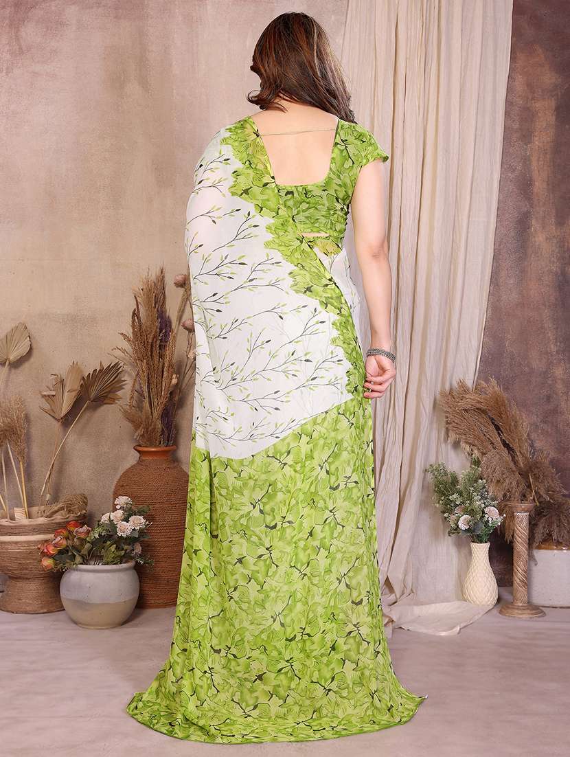 Women Printed Casual Wear Saree With Blouse - 22384959 -  Standard Image - 3