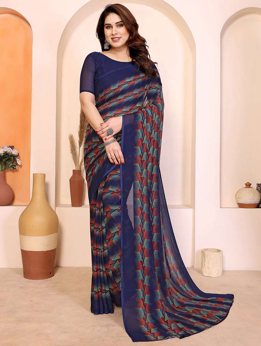 women printed casual wear saree with blouse