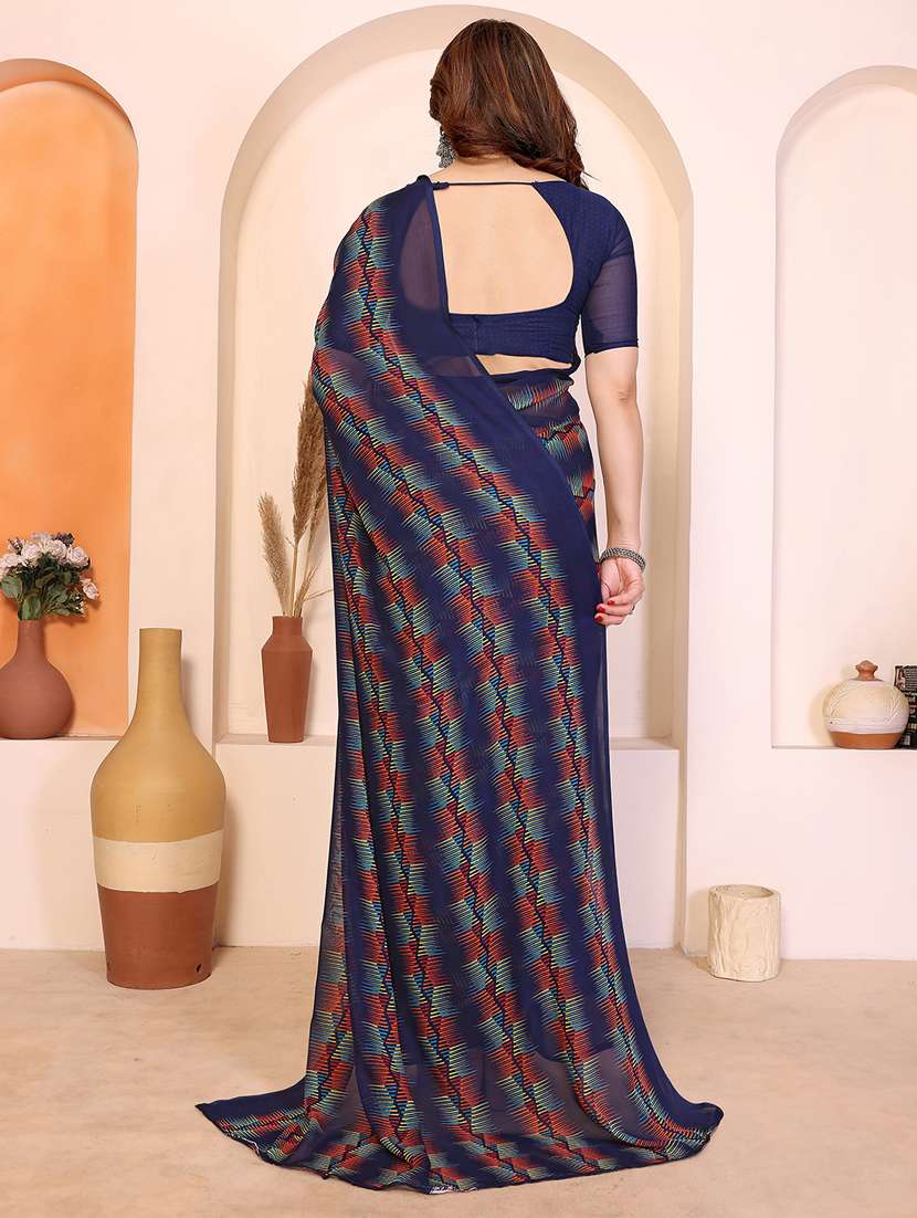 women printed casual wear saree with blouse - 22384960 -  Standard Image - 3