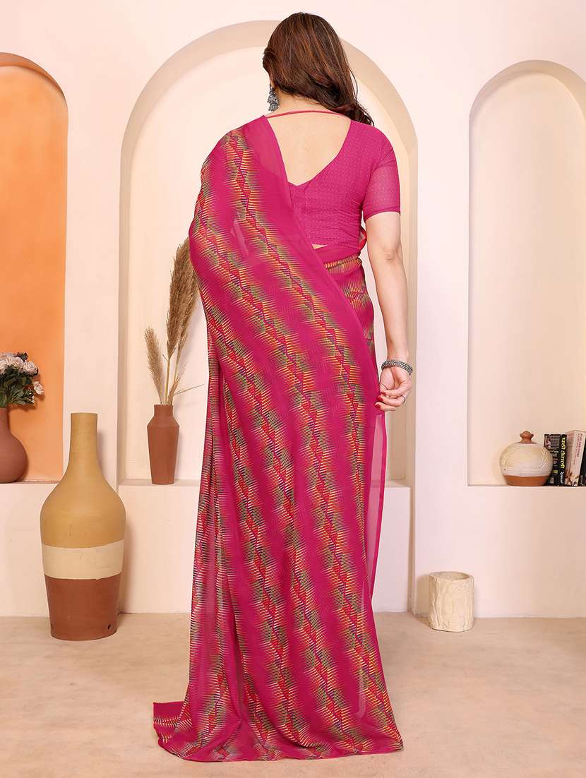 Women Printed Casual Wear Saree With Blouse - 22384962 -  Standard Image - 3