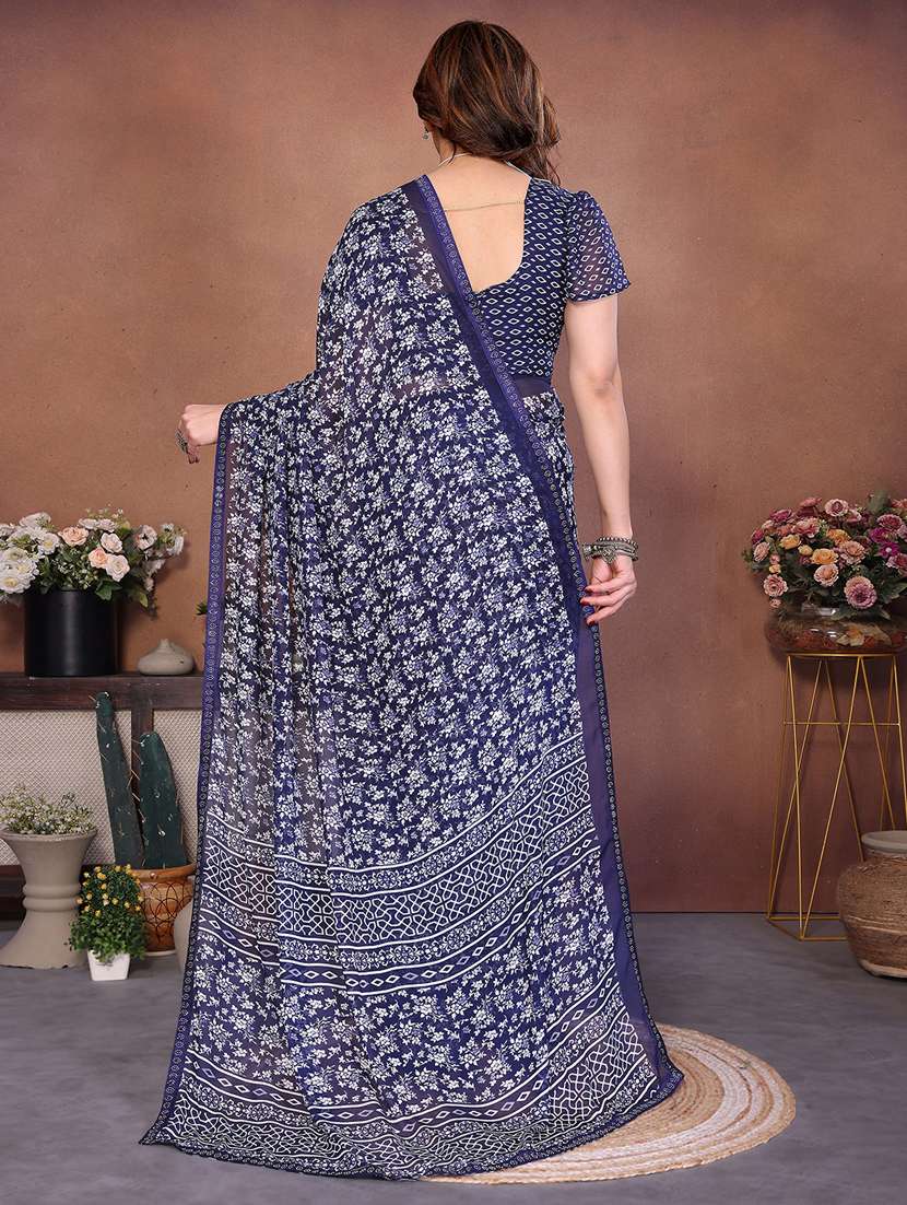 women printed casual wear saree with blouse - 22384983 -  Standard Image - 3