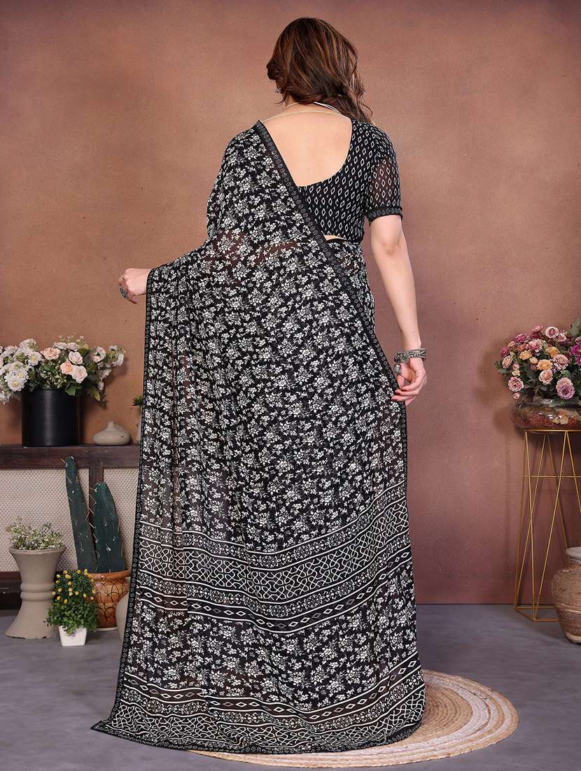 women printed casual wear saree with blouse - 22384986 -  Standard Image - 3