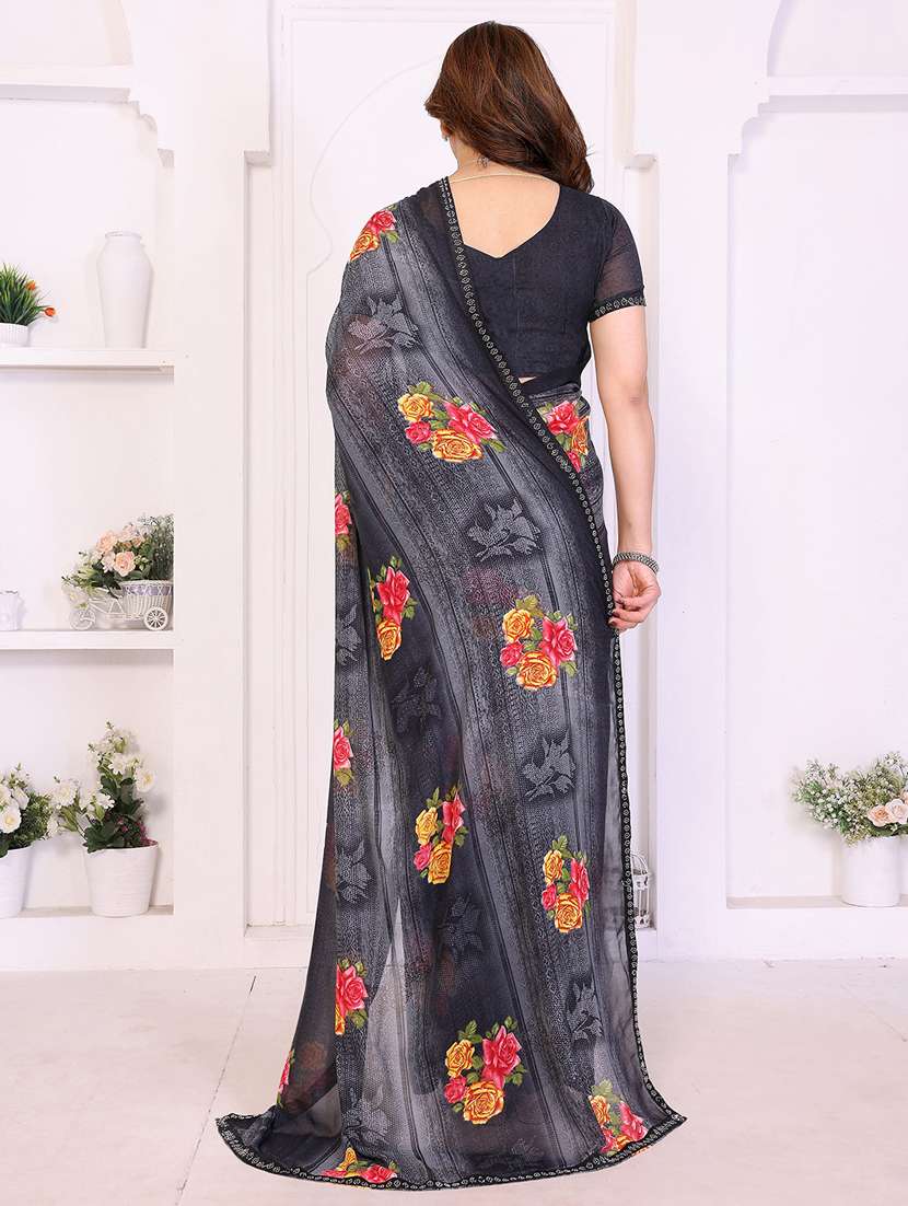 women printed casual wear saree with blouse - 22384997 -  Standard Image - 3