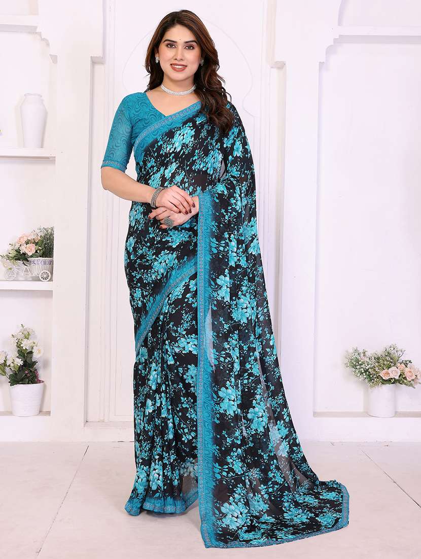 women printed casual wear saree with blouse