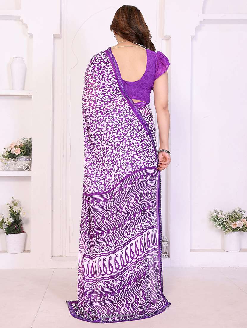 women printed casual wear saree with blouse - 22385011 -  Standard Image - 3