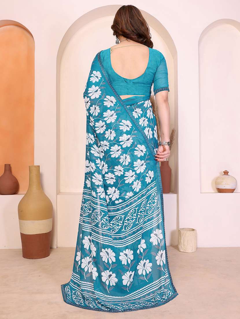 women printed casual wear saree with blouse - 22385036 -  Standard Image - 3