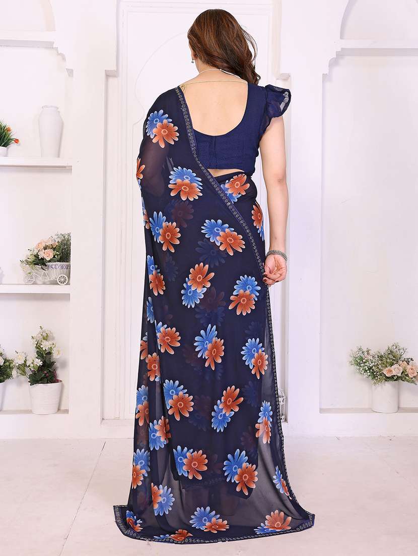 women printed casual wear saree with blouse - 22385040 -  Standard Image - 3