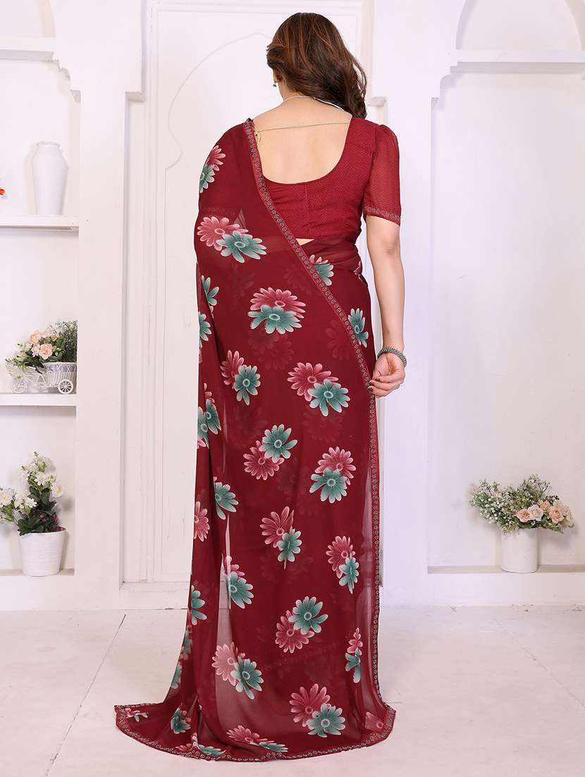 women printed casual wear saree with blouse - 22385041 -  Standard Image - 3