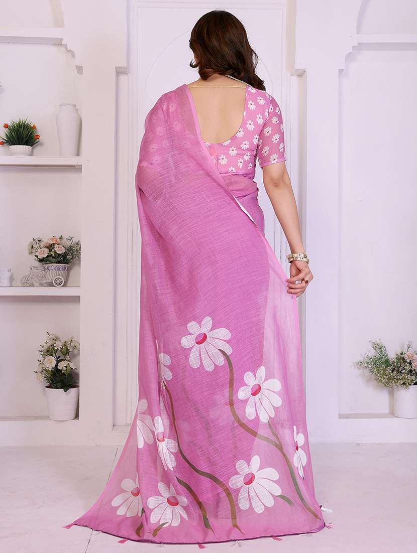 women printed casual wear saree with blouse - 22385054 -  Standard Image - 3