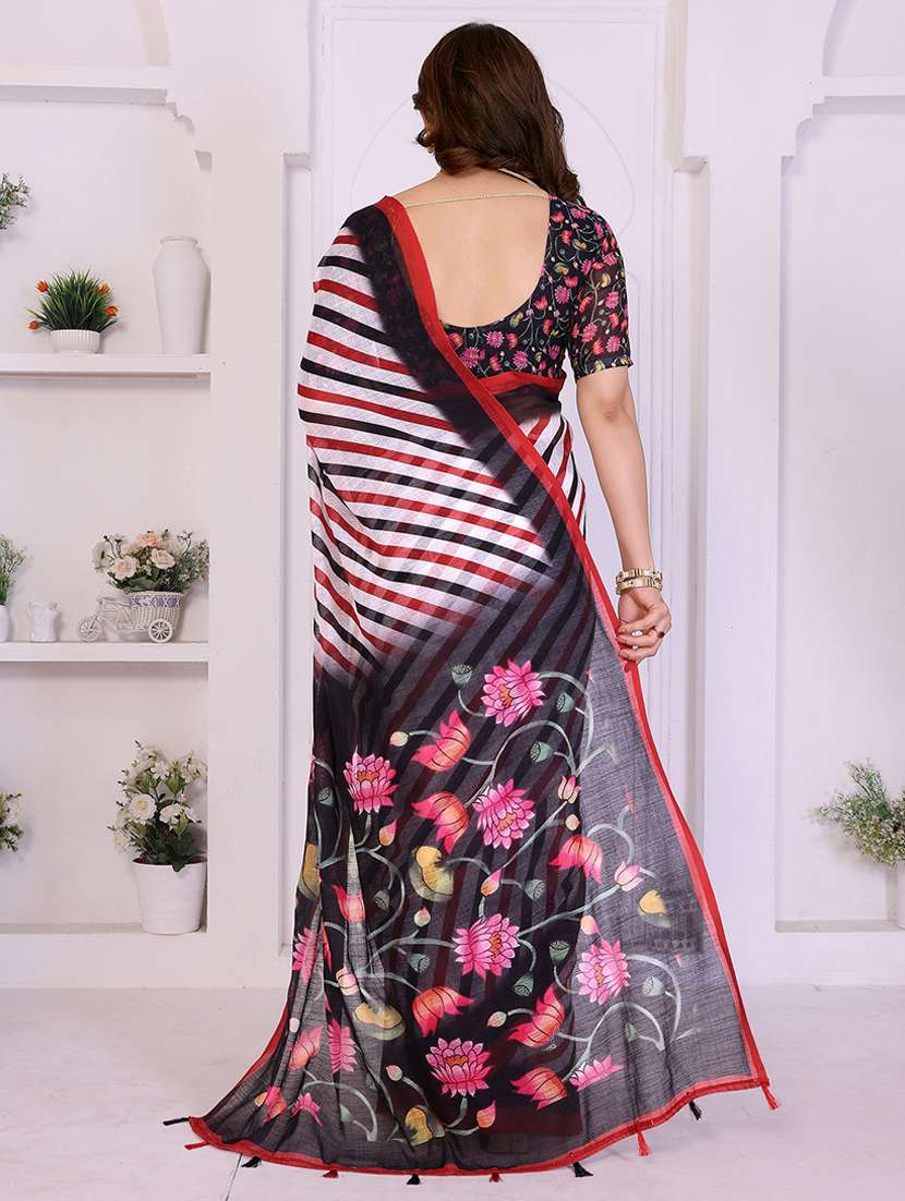 women printed casual wear saree with blouse - 22385058 -  Standard Image - 3