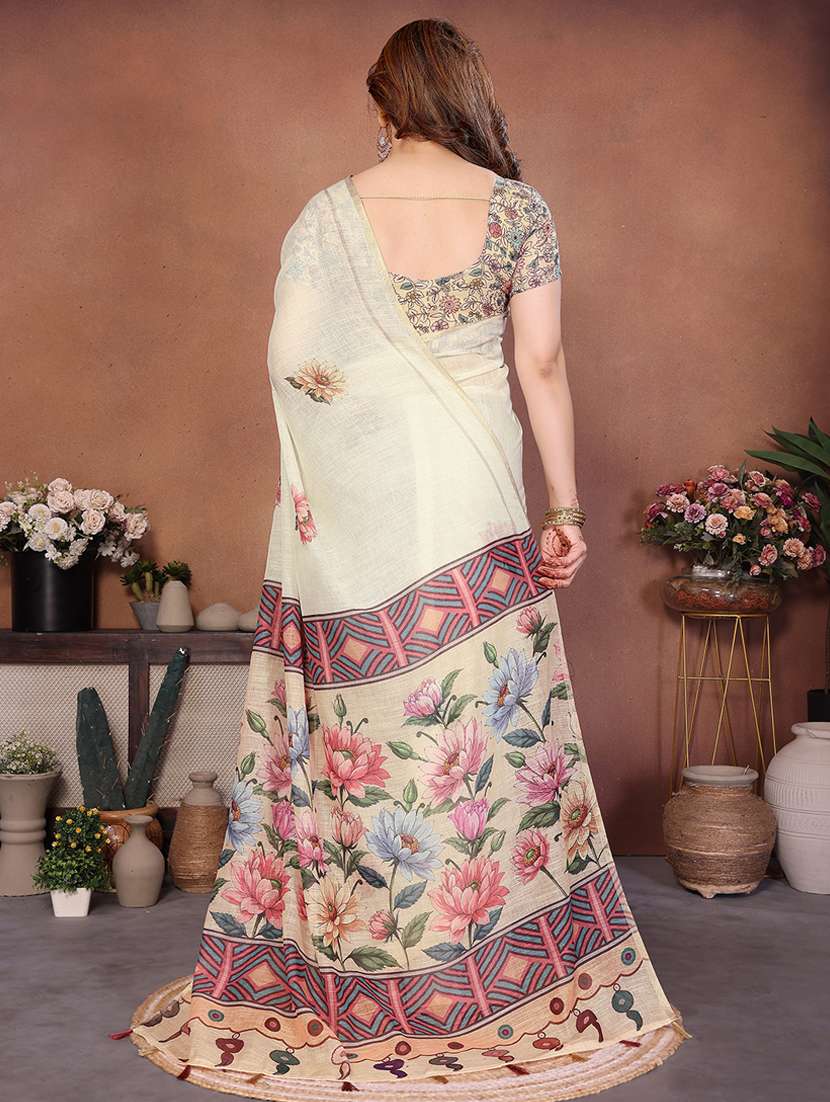 women printed casual wear saree with blouse - 22385062 -  Standard Image - 3