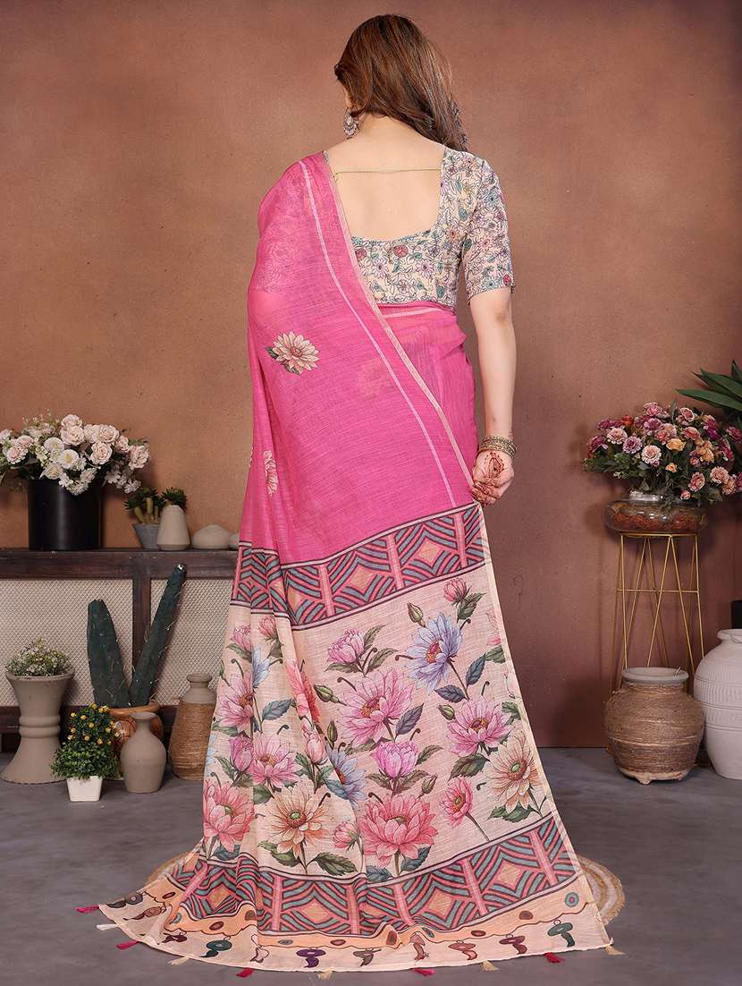 women printed casual wear saree with blouse - 22385064 -  Standard Image - 3
