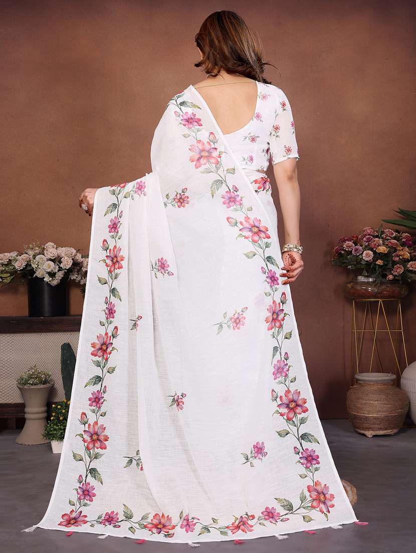 women printed casual wear saree with blouse - 22385072 -  Standard Image - 3