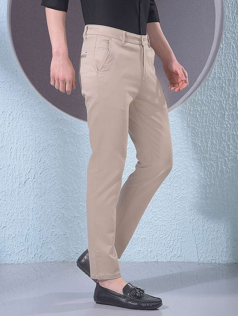 men solid mid rise chinos casual trouser - 22385103 -  Standard Image - 3