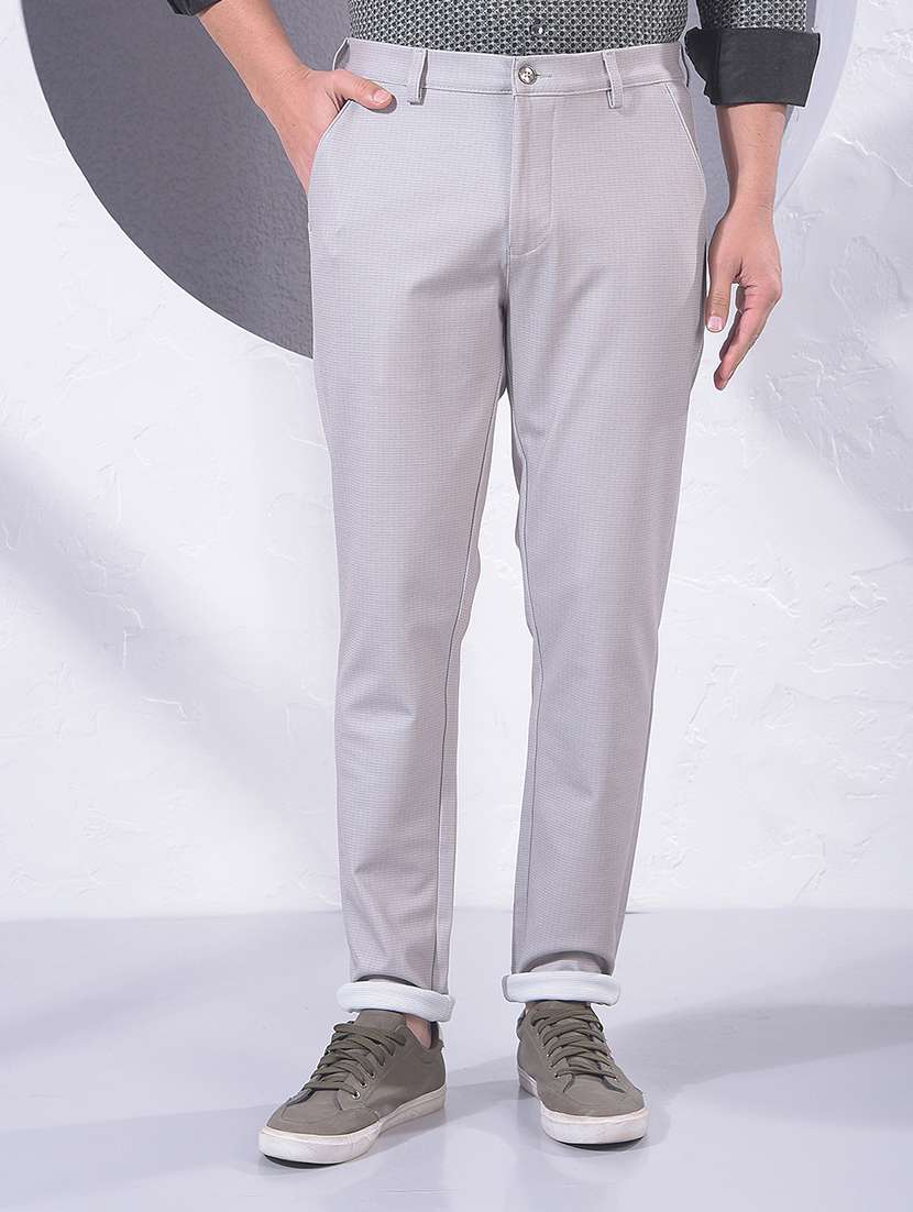 men self design mid rise chinos casual trouser