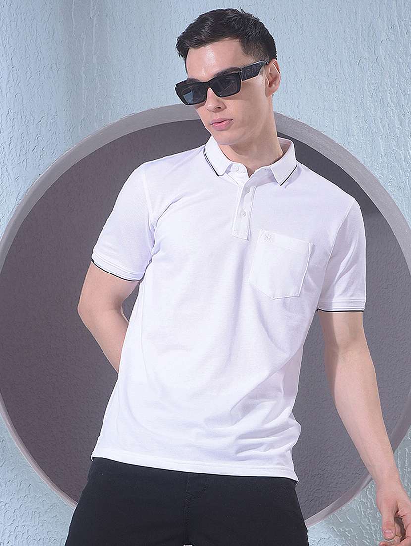 men solid short sleeve slim fit polo t-shirt