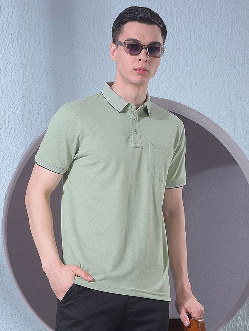 men solid short sleeve slim fit polo t-shirt