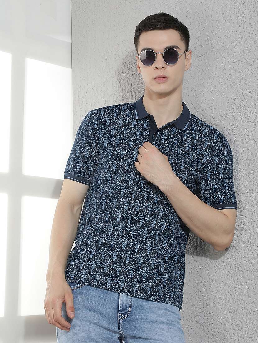 men printed short sleeve regular fit polo t-shirt