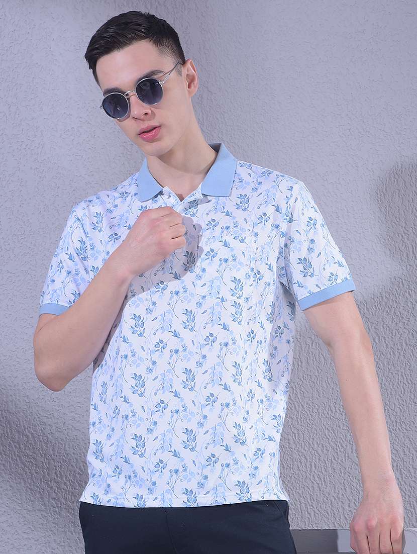 men printed short sleeve regular fit polo t-shirt