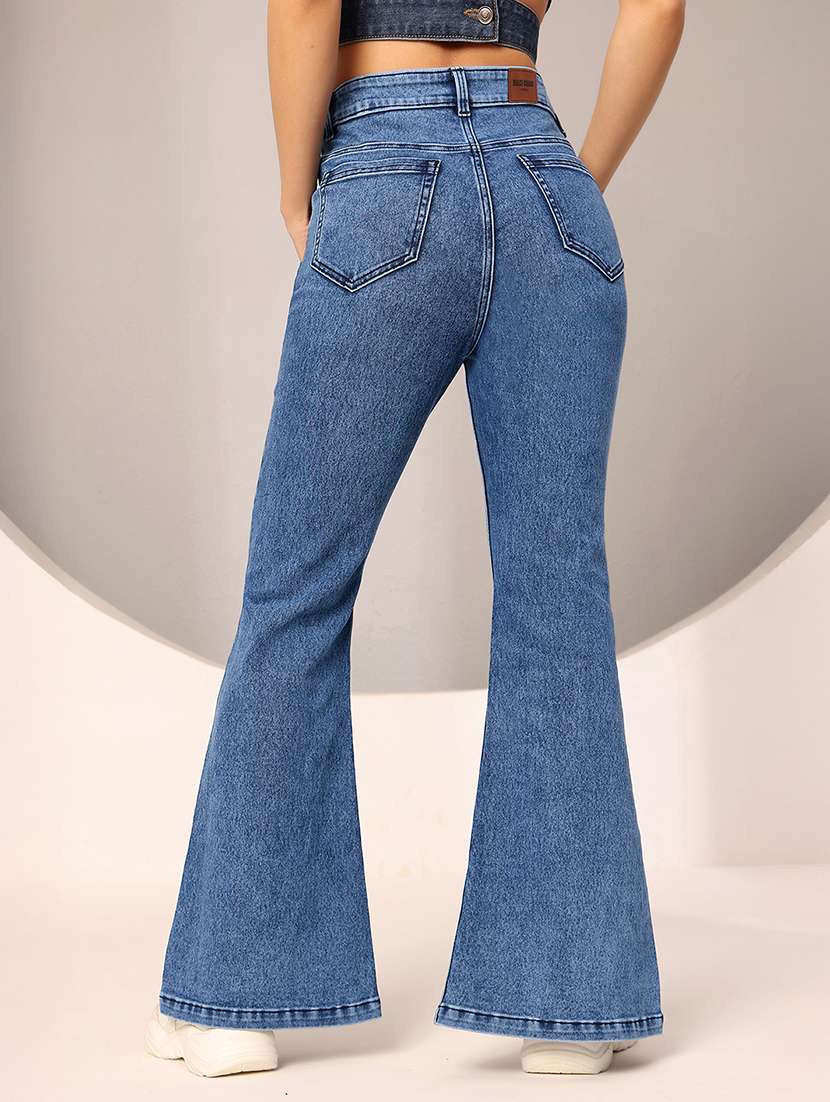 women solid high rise bootcut jeans - 22385145 -  Standard Image - 3
