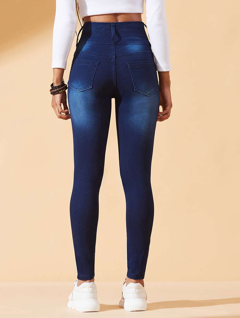 women solid high rise skinny jeans - 22385150 -  Standard Image - 3