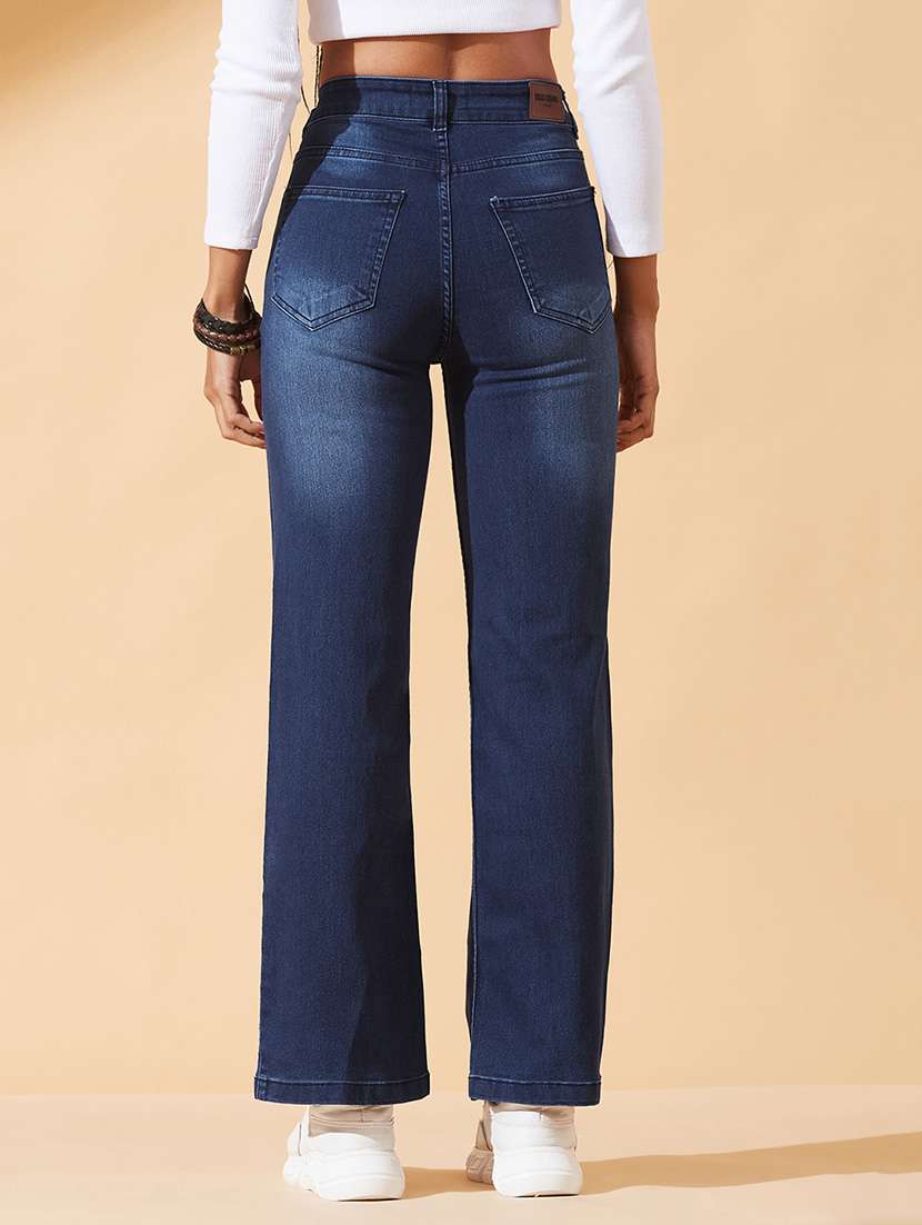 women solid high rise straight jeans - 22385156 -  Standard Image - 3