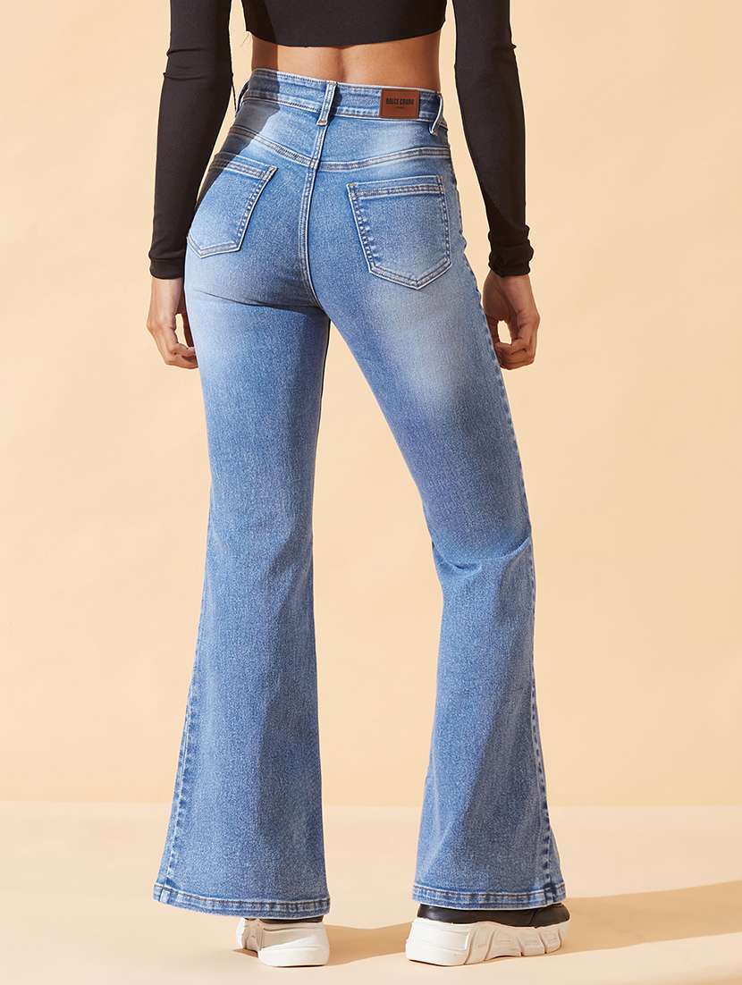 women solid high rise bootcut jeans - 22385161 -  Standard Image - 3