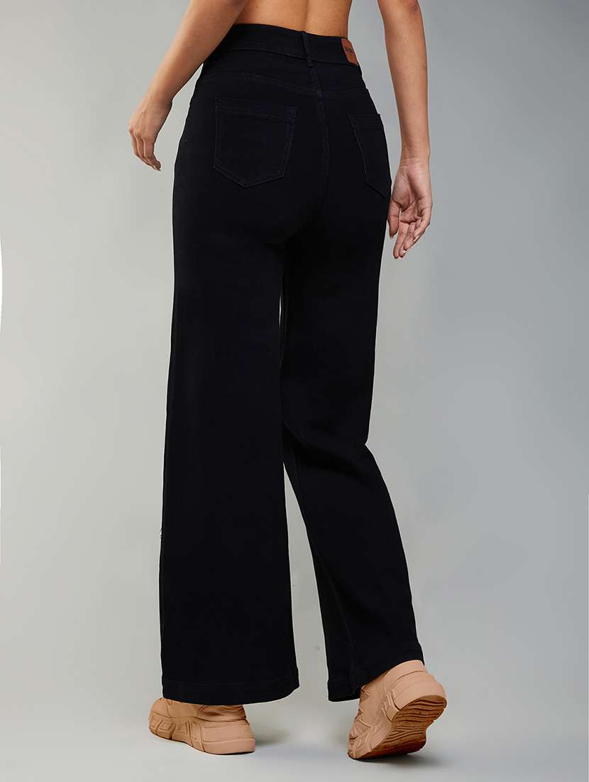 women solid high rise bootcut jeans - 22385164 -  Standard Image - 3
