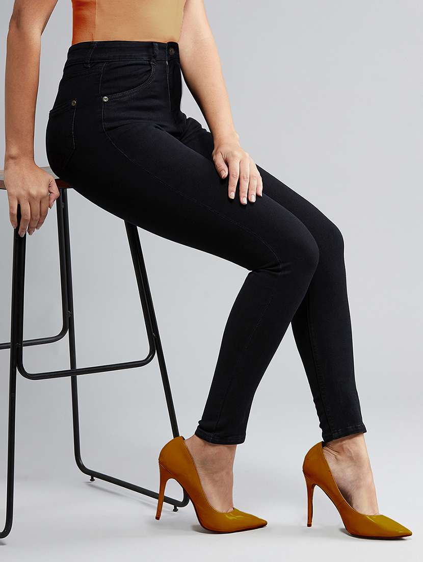 women solid high rise skinny jeans - 22385166 -  Standard Image - 3