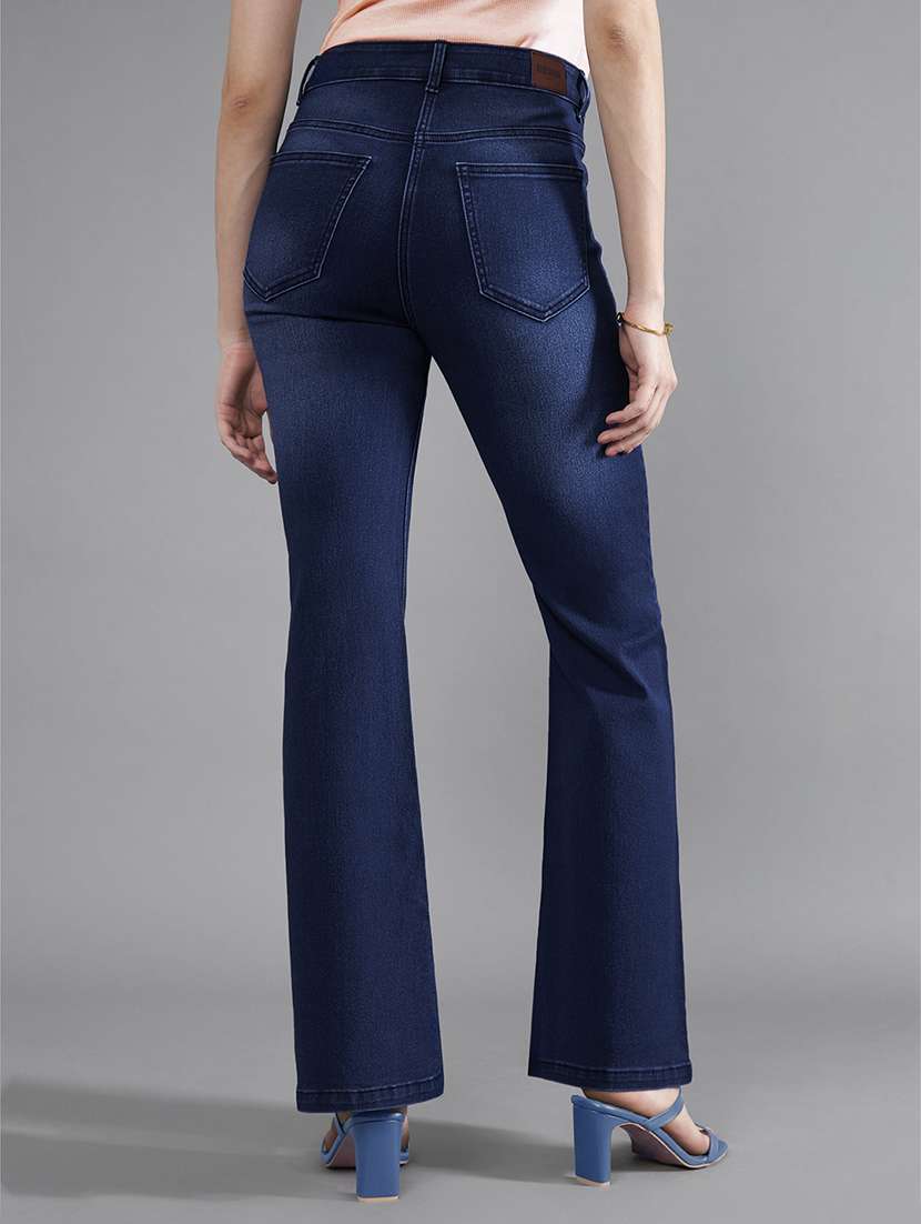 women solid high rise bootcut jeans - 22385173 -  Standard Image - 3