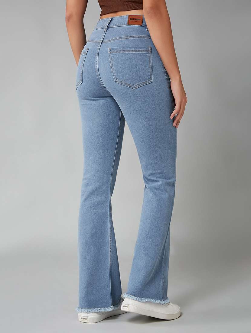 women solid high rise bootcut jeans - 22385175 -  Standard Image - 3