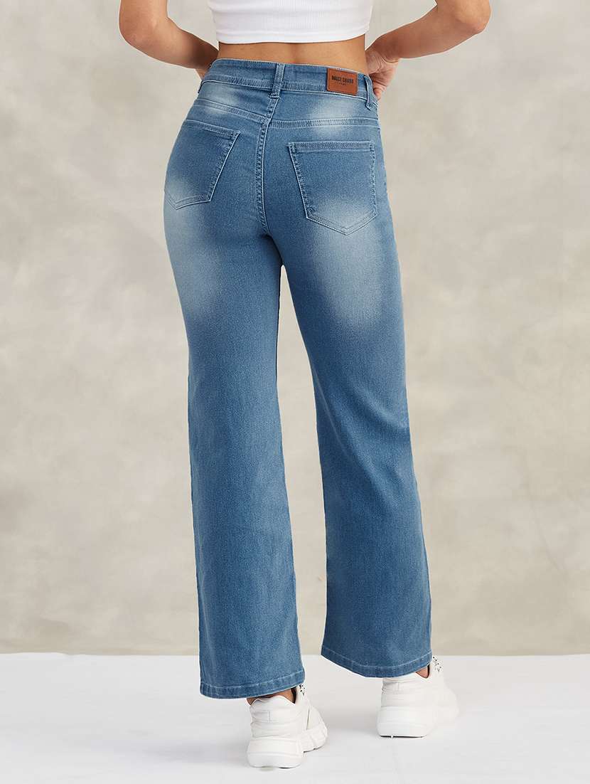 women solid high rise bootcut jeans - 22385182 -  Standard Image - 3