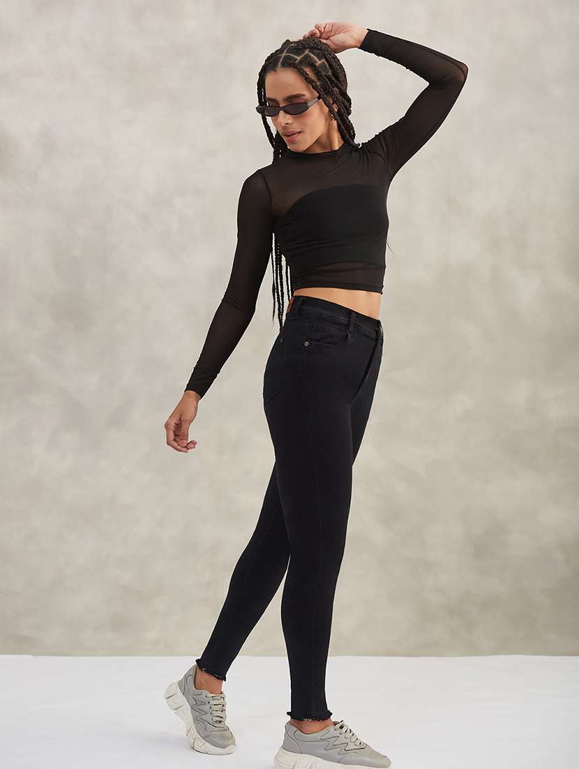 women solid high rise skinny jeans - 22385186 -  Standard Image - 3