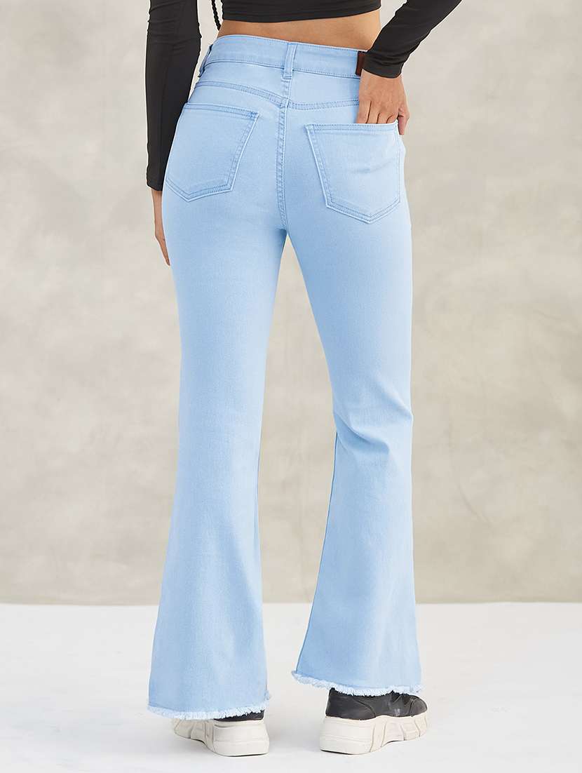 women solid high rise bootcut jeans - 22385189 -  Standard Image - 3