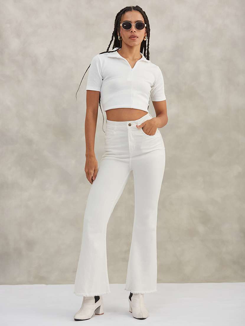 women solid high rise bootcut jeans - 22385201 -  Standard Image - 3