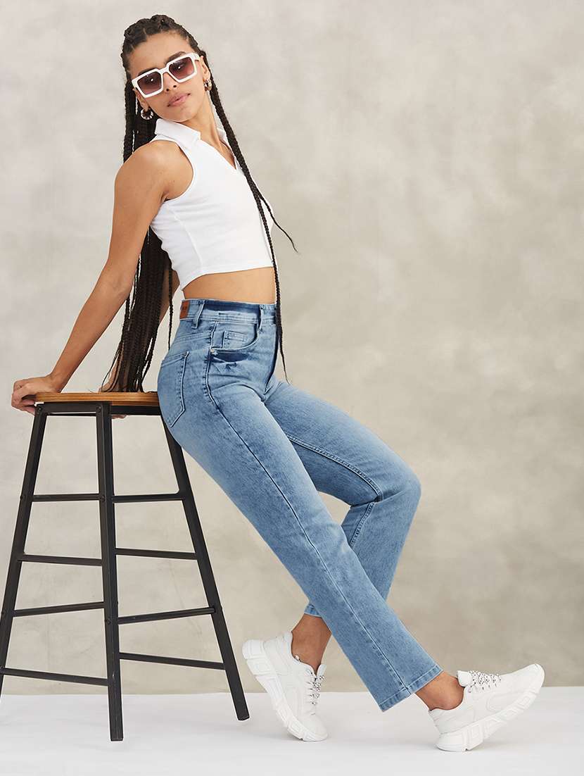 women solid high rise bootcut jeans - 22385212 -  Standard Image - 3