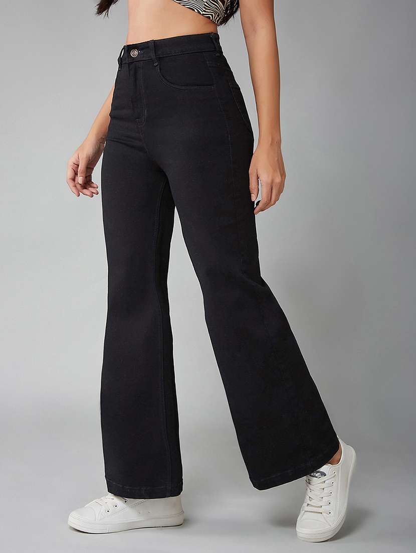 women solid high rise bootcut jeans - 22385226 -  Standard Image - 3