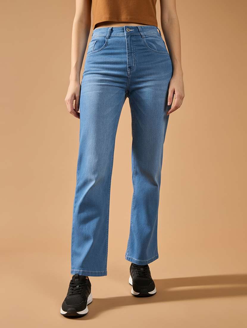 denim jeans straight fit full length